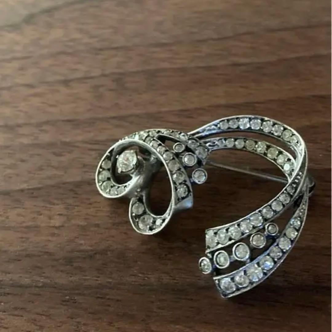 アンティーク＊ブローチ　ペーストストーン　シルバー　アールヌーボー