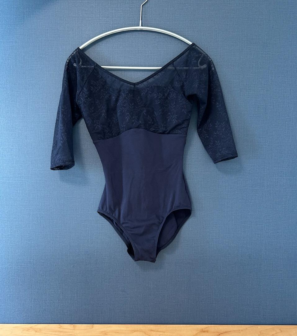 Chacott 6部袖レオタード ネイビーM