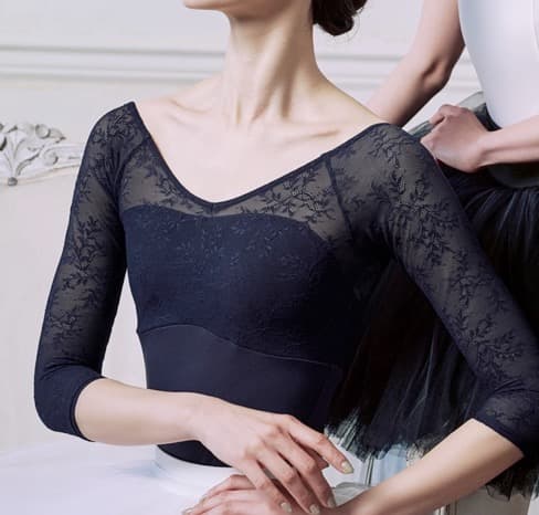 Chacott 6部袖レオタード ネイビーM