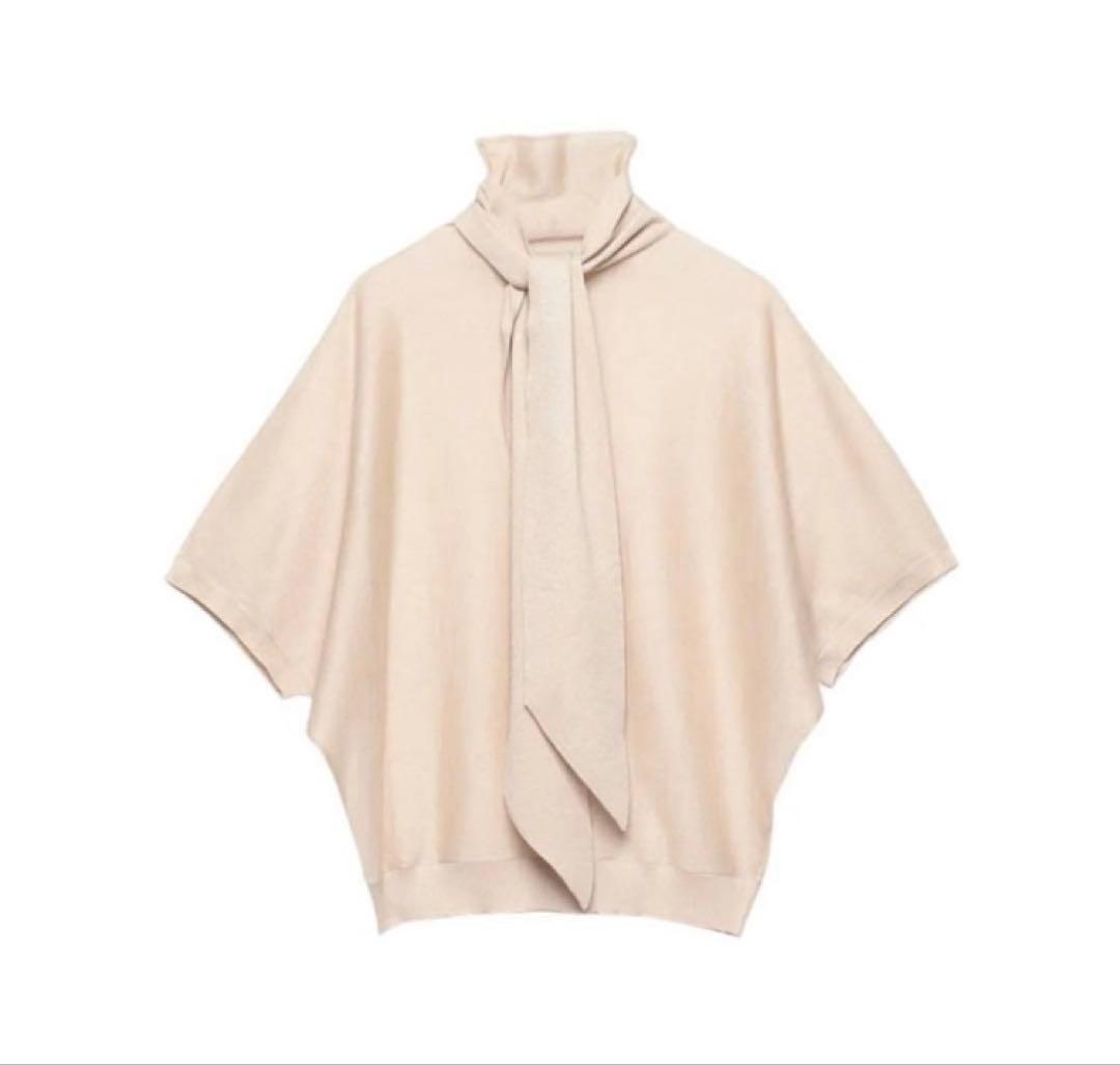 anuans シアーニットボウタイトップス ライトベージュ