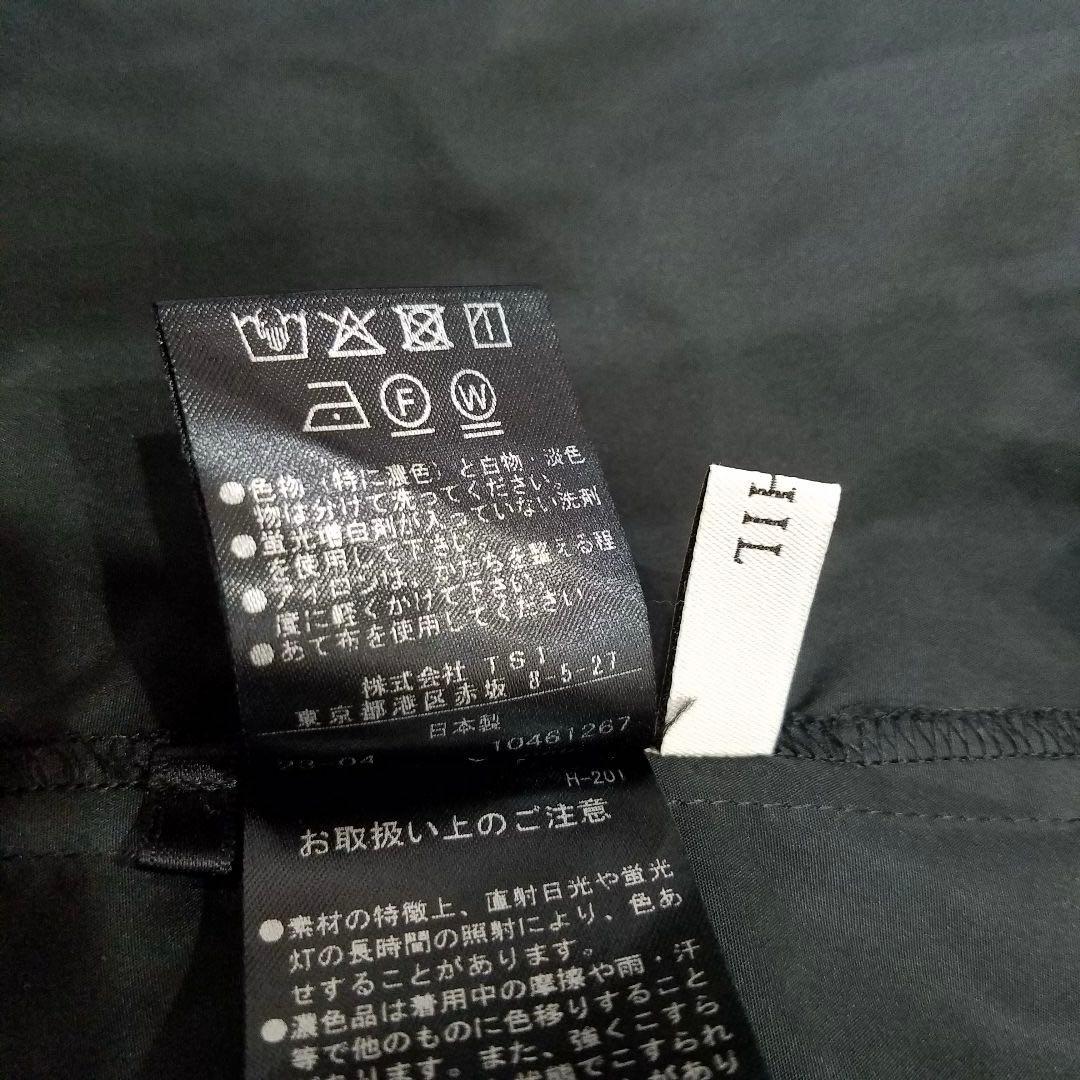 美品✨ルフィル ライトタフタギャザーブラウス バンドカラー シャツ ブラック