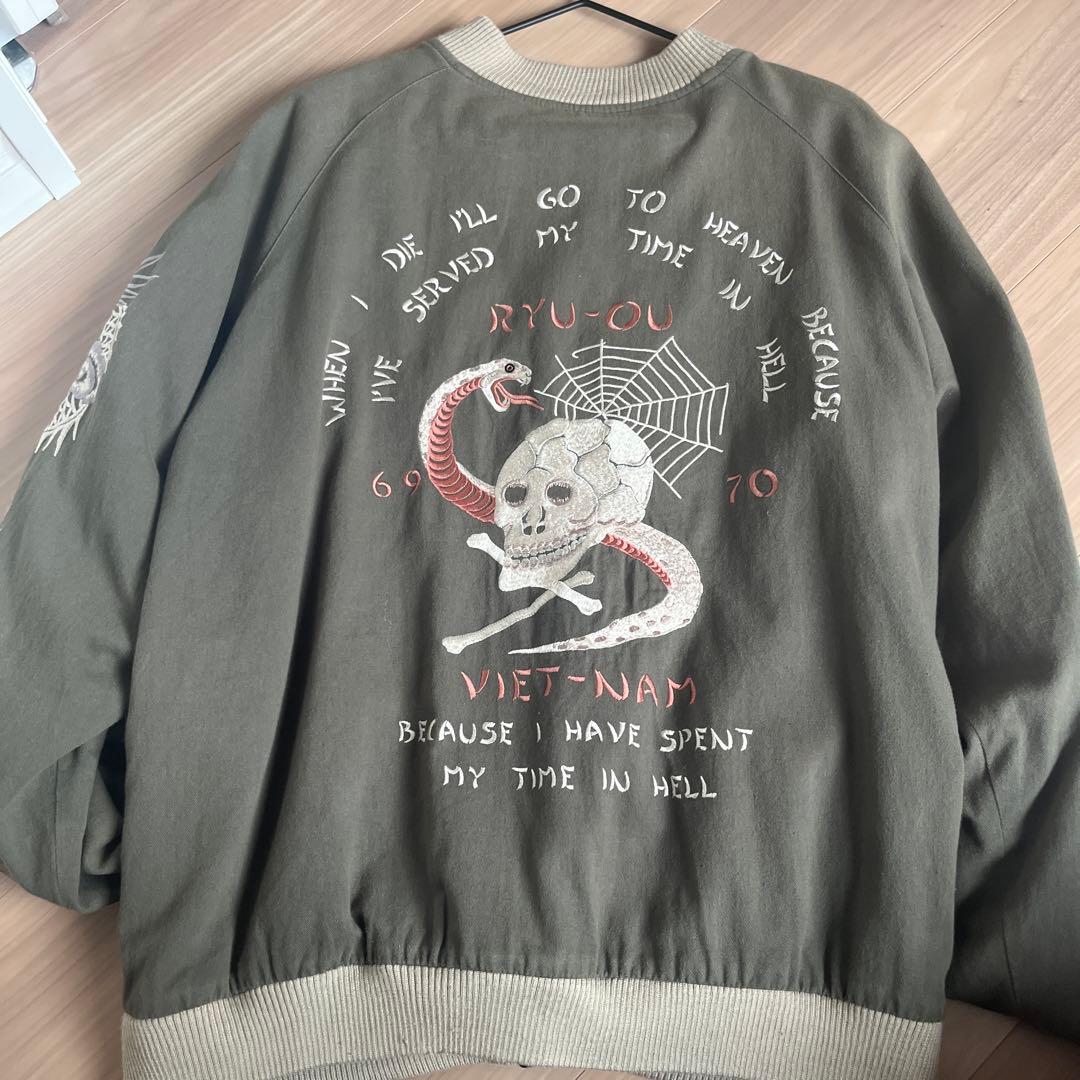 内*田様 ドラゴン刺繍スカジャン オリーブグリーン