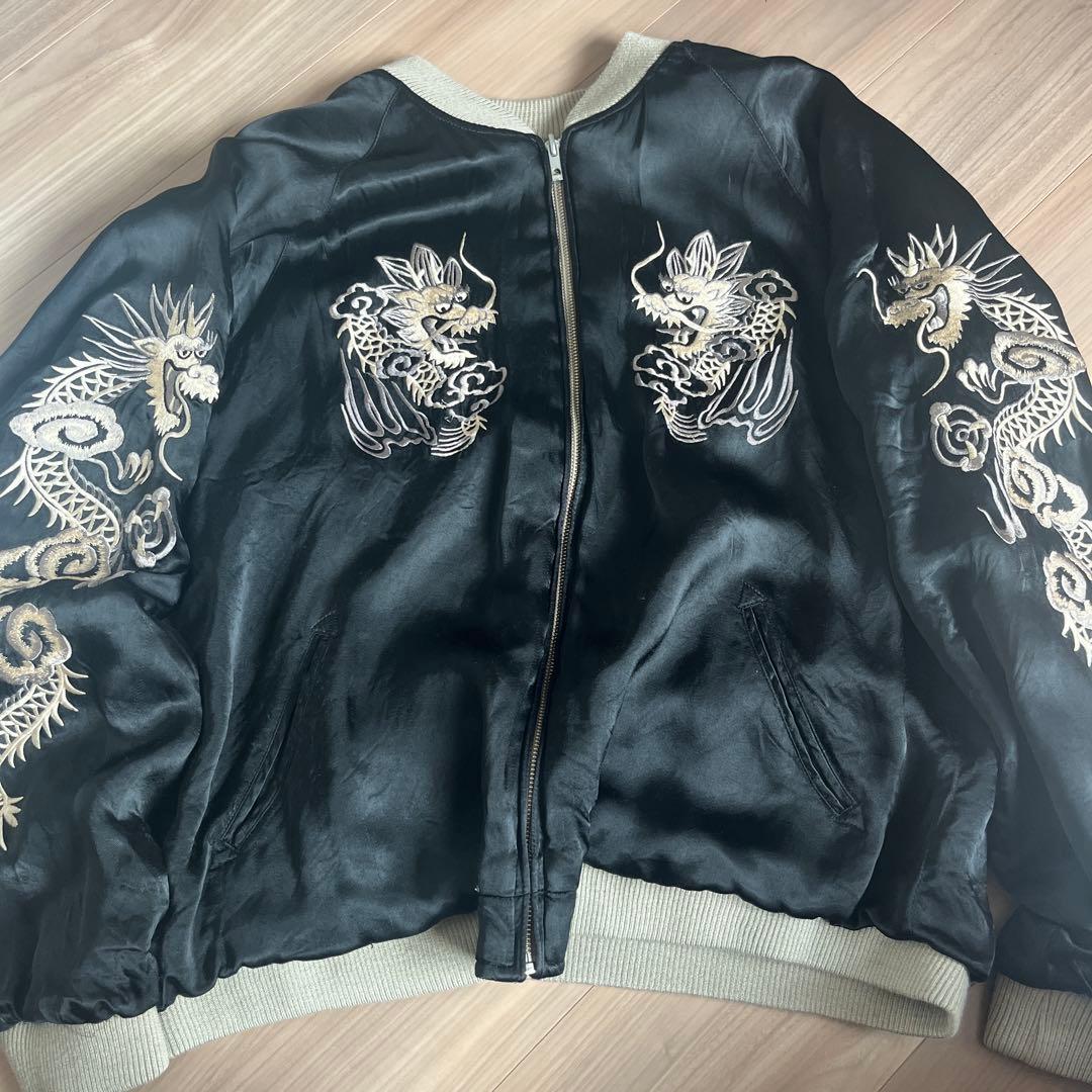 内*田様 ドラゴン刺繍スカジャン オリーブグリーン