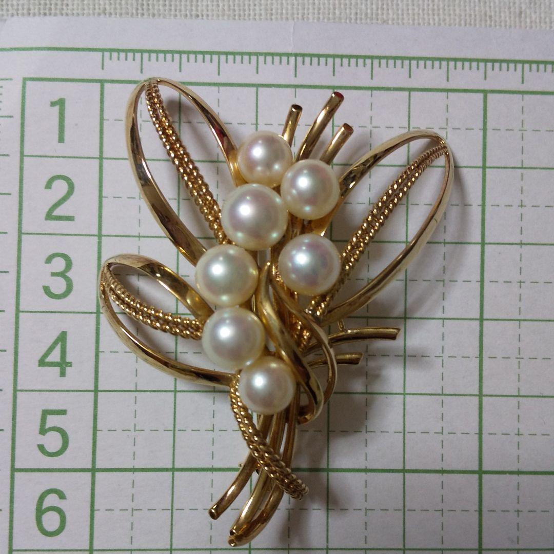ミキモトアコヤ真珠パールK14ブローチ16,9グラム