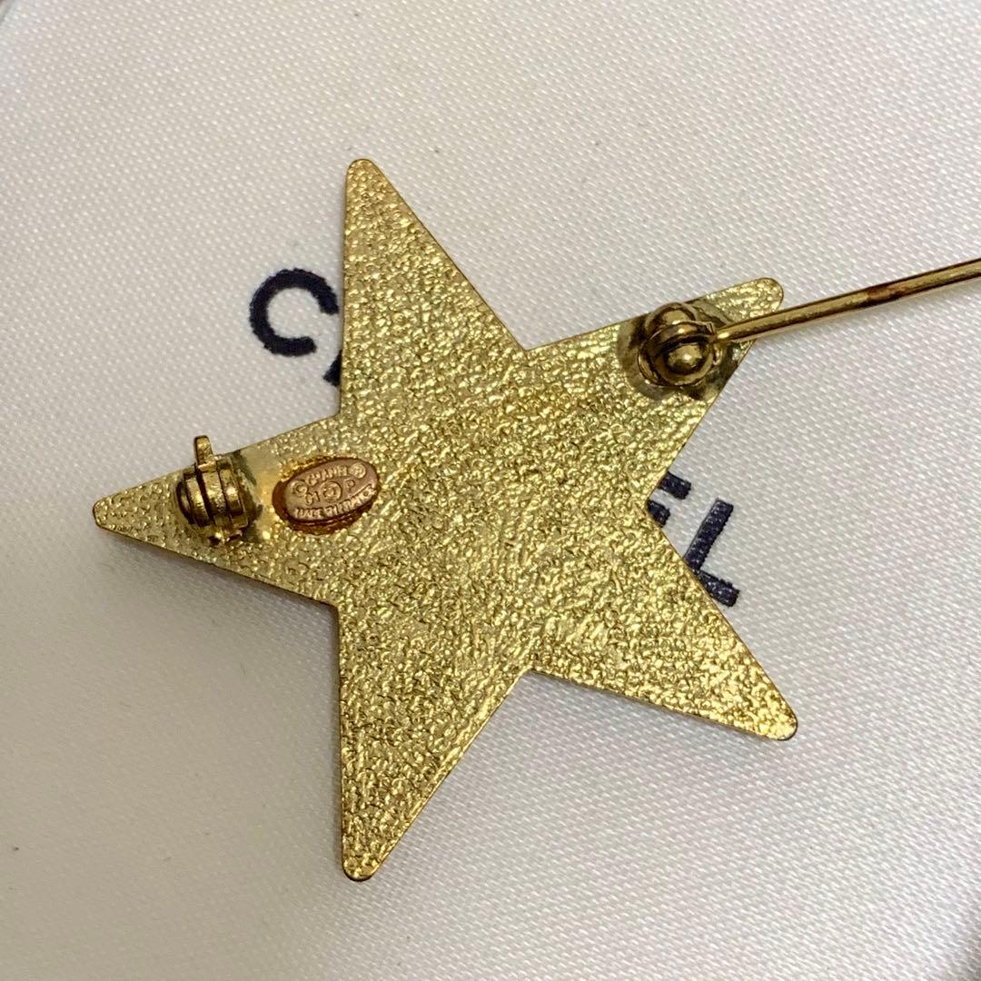 シャネル　CCロゴ　オレンジxゴールド　スターブローチ　星型ブローチ　ピンバッジ