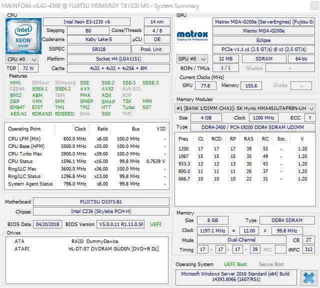 一部難あり 富士通 Primergy TX1320 M3 サーバー