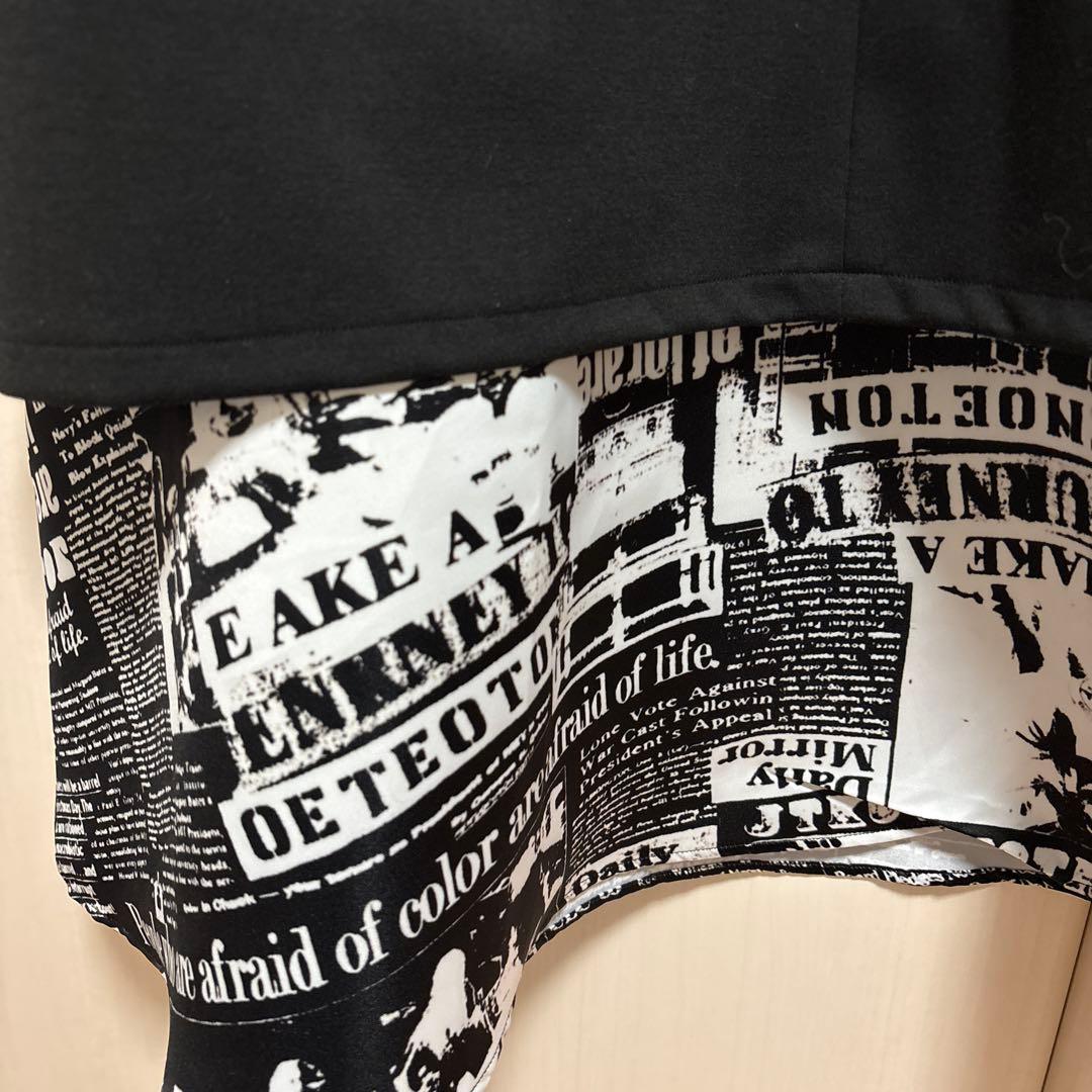 Eimee Law アシンメトリー ニュースペーパー柄ワンピース