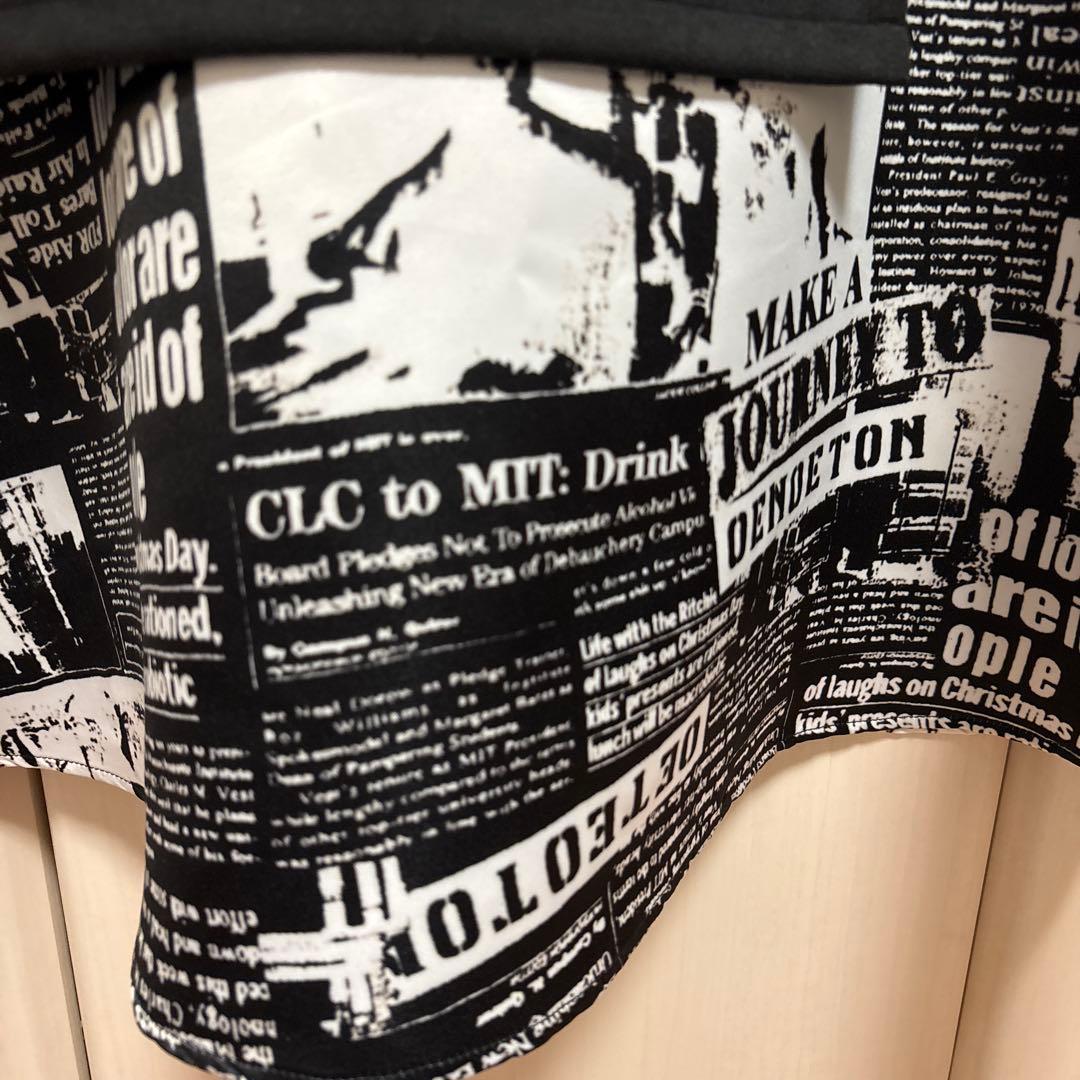 Eimee Law アシンメトリー ニュースペーパー柄ワンピース