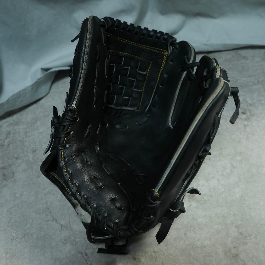 即戦力グローブ ATOMS 少年硬式 内野用 右投げ バスケットウェブ 黒