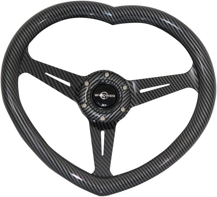大特価 自動車用 ハンドル ハート型 ステアリングホイール カーボン調 ブラック