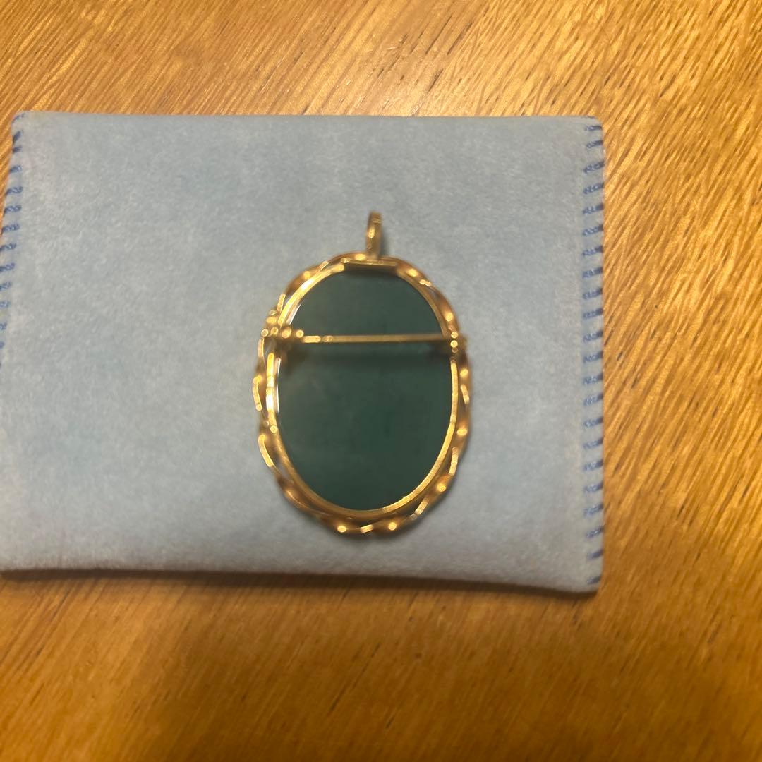 18金メノウカメオブローチ，ペンダント