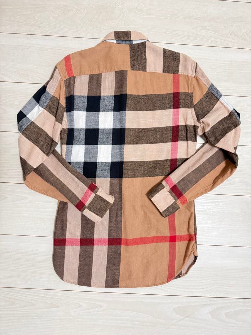 穴*王様 Burberry チェック柄コットンシャツ XSサイズ