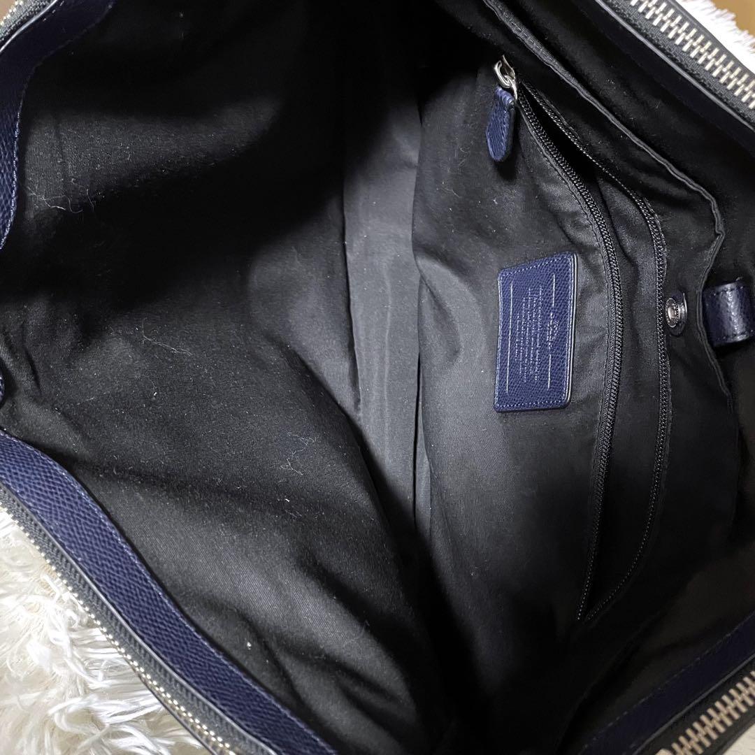 COACHコーチ 2wayレザービジネスバッグネイビー肩掛け可能A4収納可能