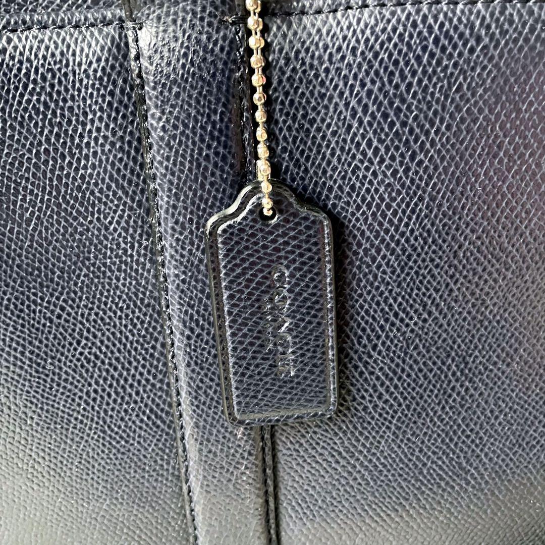COACHコーチ 2wayレザービジネスバッグネイビー肩掛け可能A4収納可能