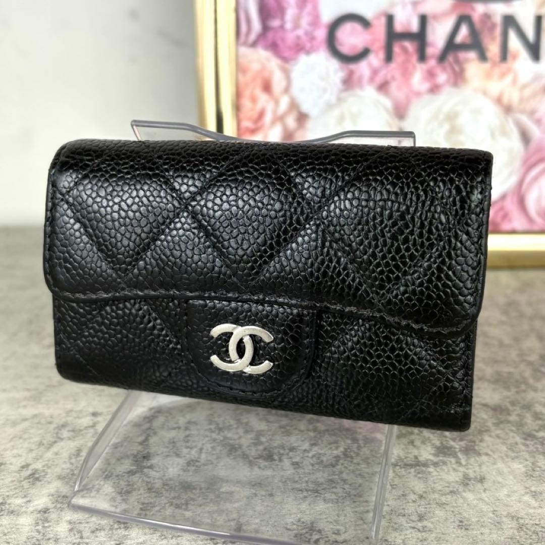 CHANEL キャビアスキン　マトラッセ　6連キーケース　カードケース