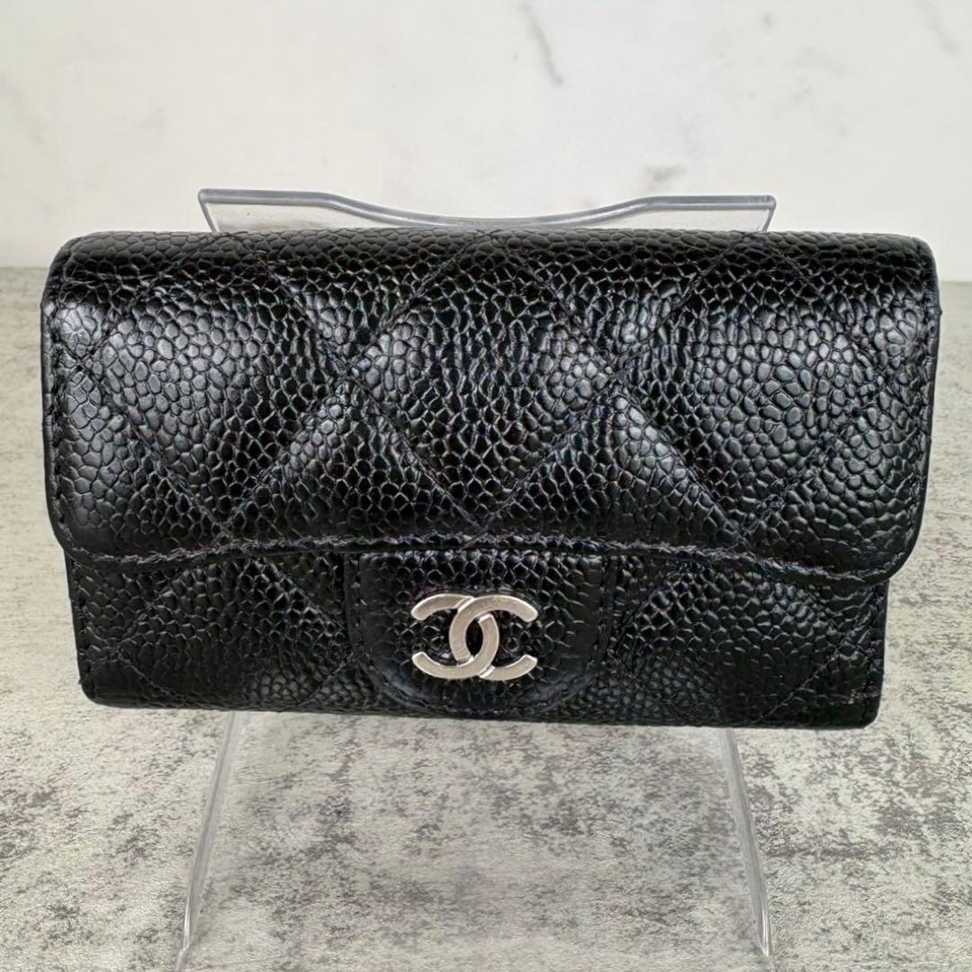 CHANEL キャビアスキン　マトラッセ　6連キーケース　カードケース