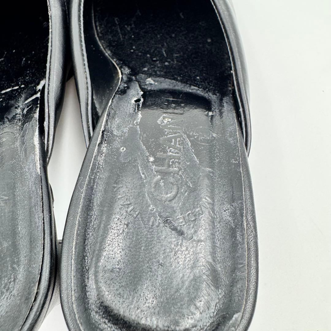 CHANEL シャネル　ココマーク　レザー　ブラック　ミュール　パンプス　ヒール