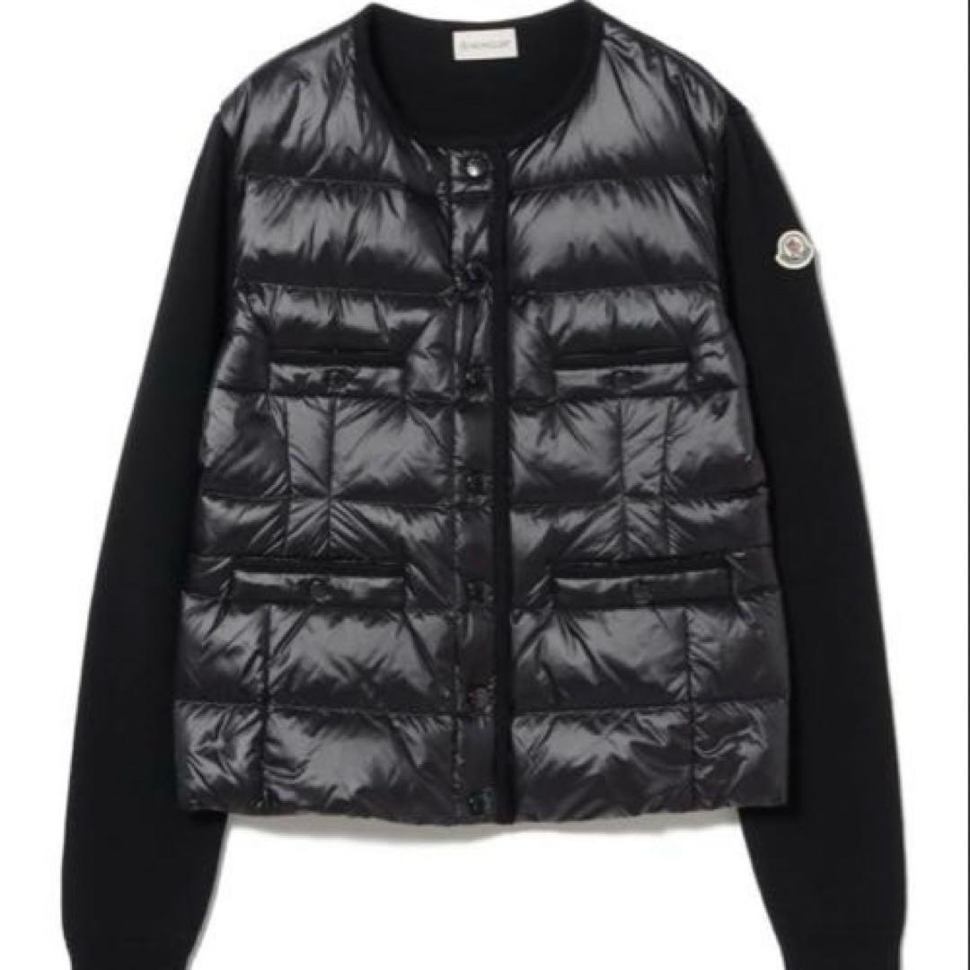 MONCLER スナップ ノーカラー ダウンカーディガン