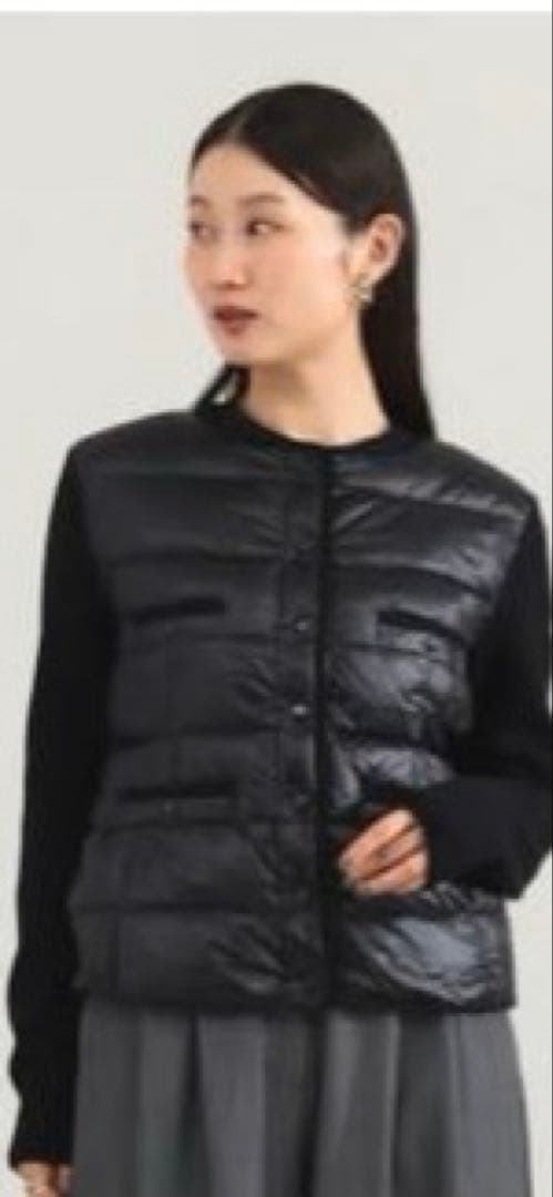 MONCLER スナップ ノーカラー ダウンカーディガン