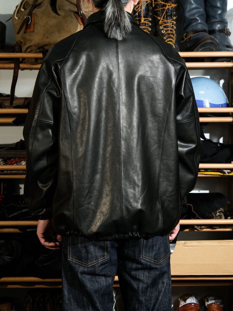 水染カーフレザー コーチジャケット 1.1-1.2mm 無塗装 L