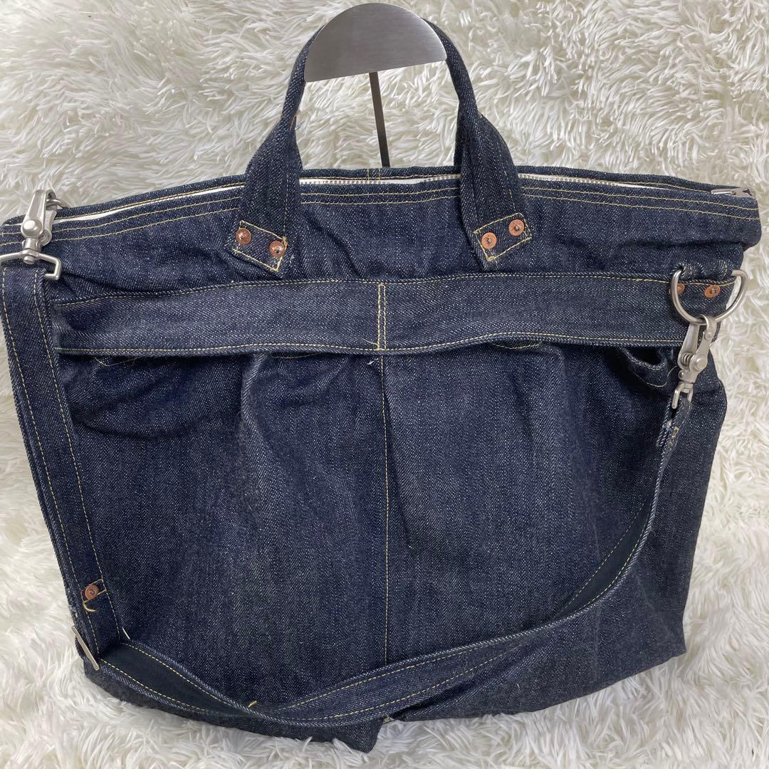 美品✨　ワンピースオブロック　ヘルメットバッグ　デニム　ショルダーバッグ
