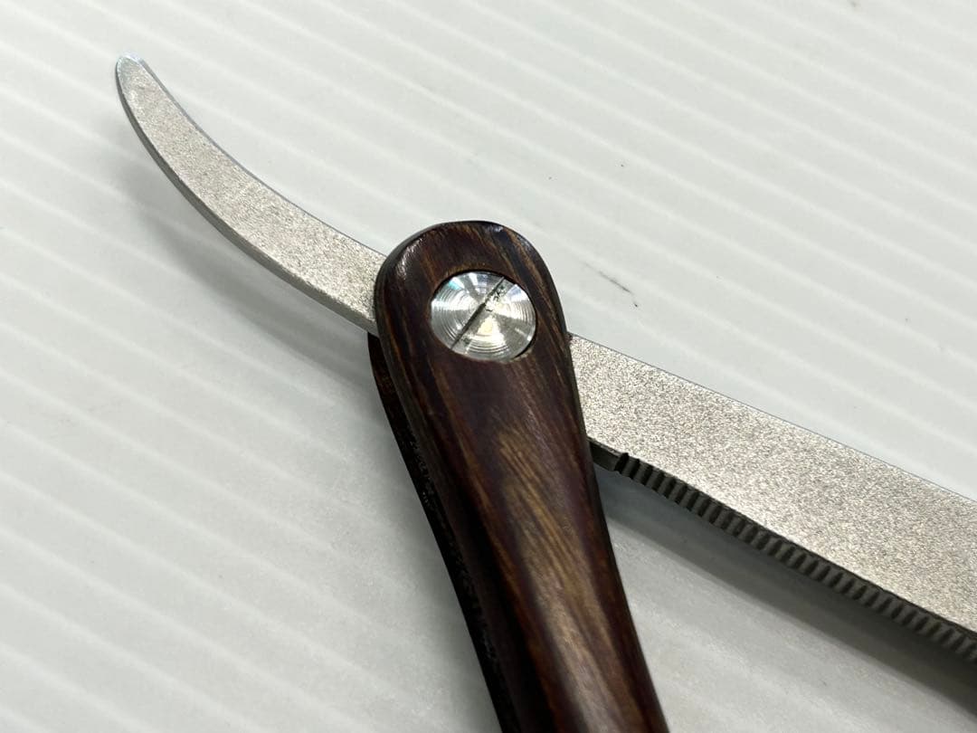中古 美品 フェザー プロフェッショナル 木製ハンドル レザー ケース付き