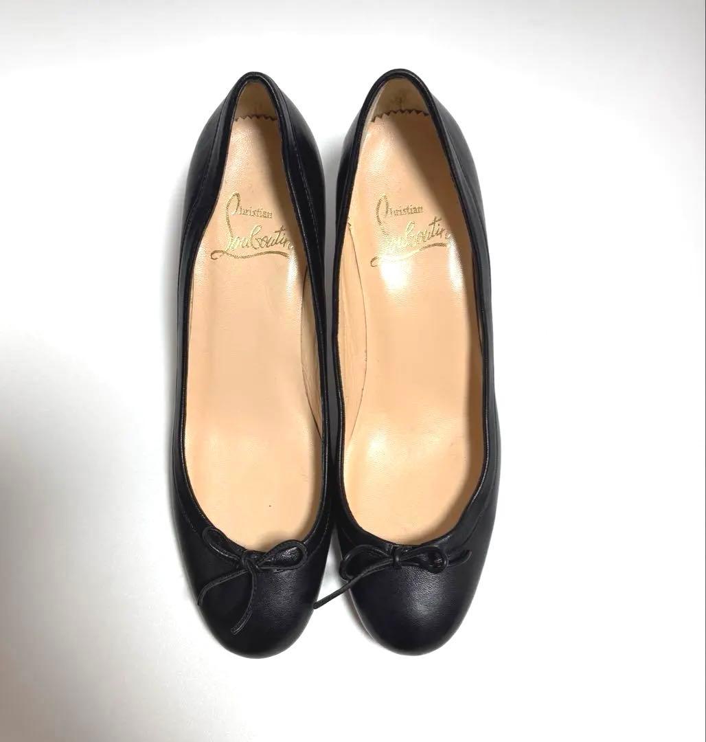 ❤️Christian Louboutin リボン付き　黒　レザーパンプス