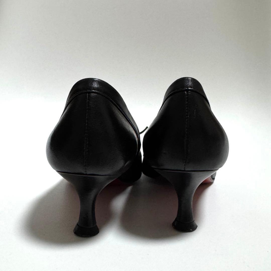 ❤️Christian Louboutin リボン付き　黒　レザーパンプス