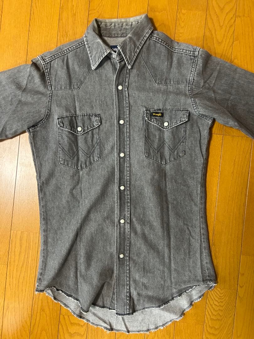 Wrangler デニムシャツ 貴重なブラック USA製 14 1/2 x 33