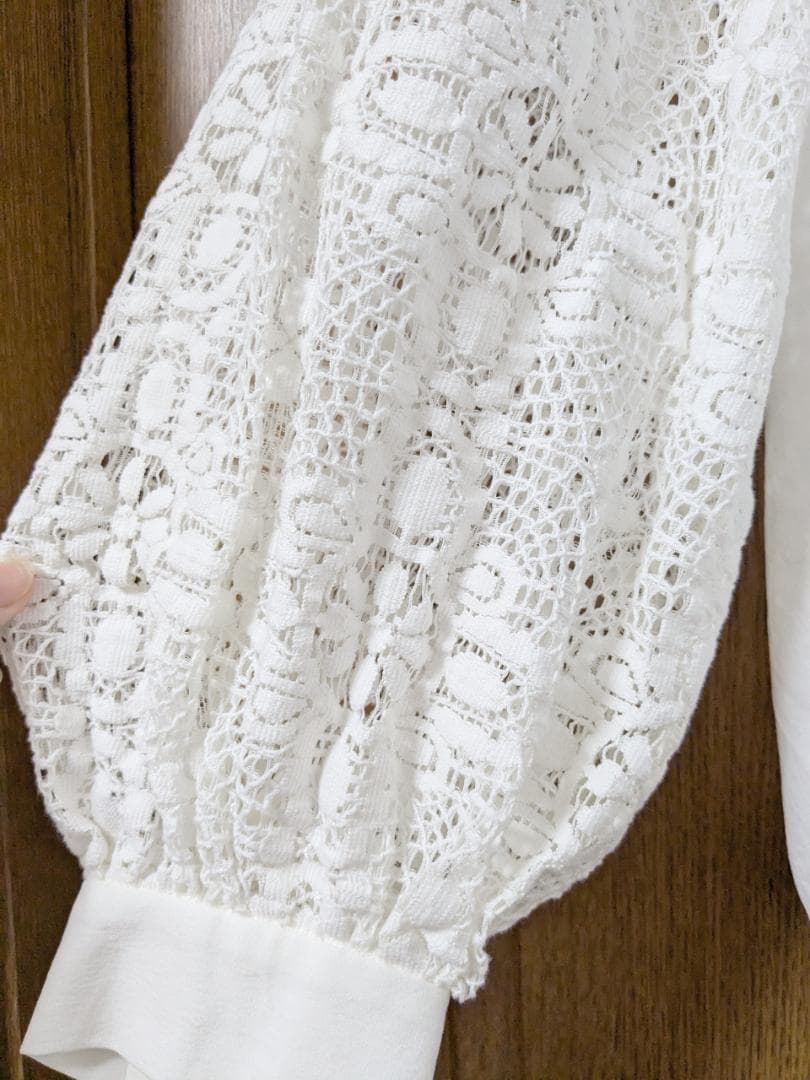 VERMEIL par iena レースコンビ ボリュームスリーブブラウス