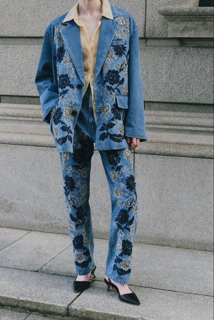 パンツ CLANE FLOWER EMBROIDERY PANTS