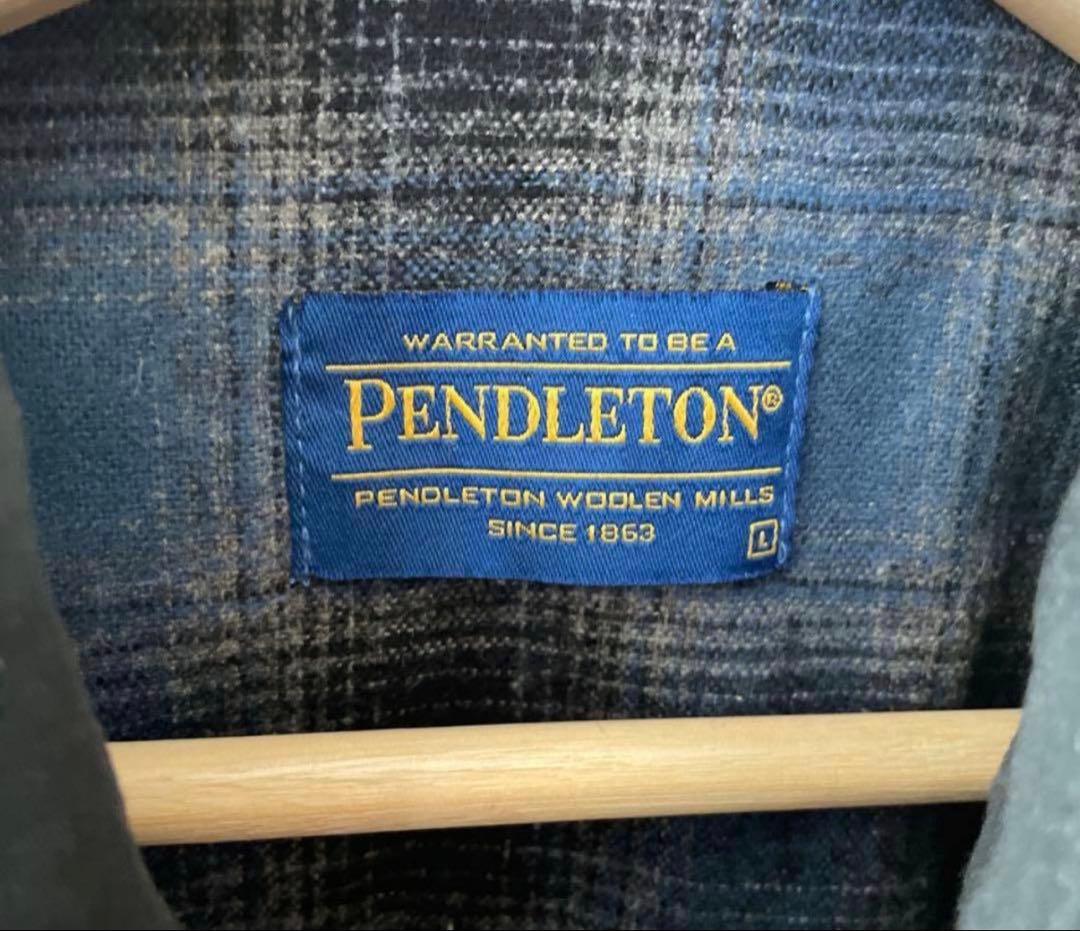 Pendleton ペンドルトン　ウール 長袖シャツ 青黒チェック L