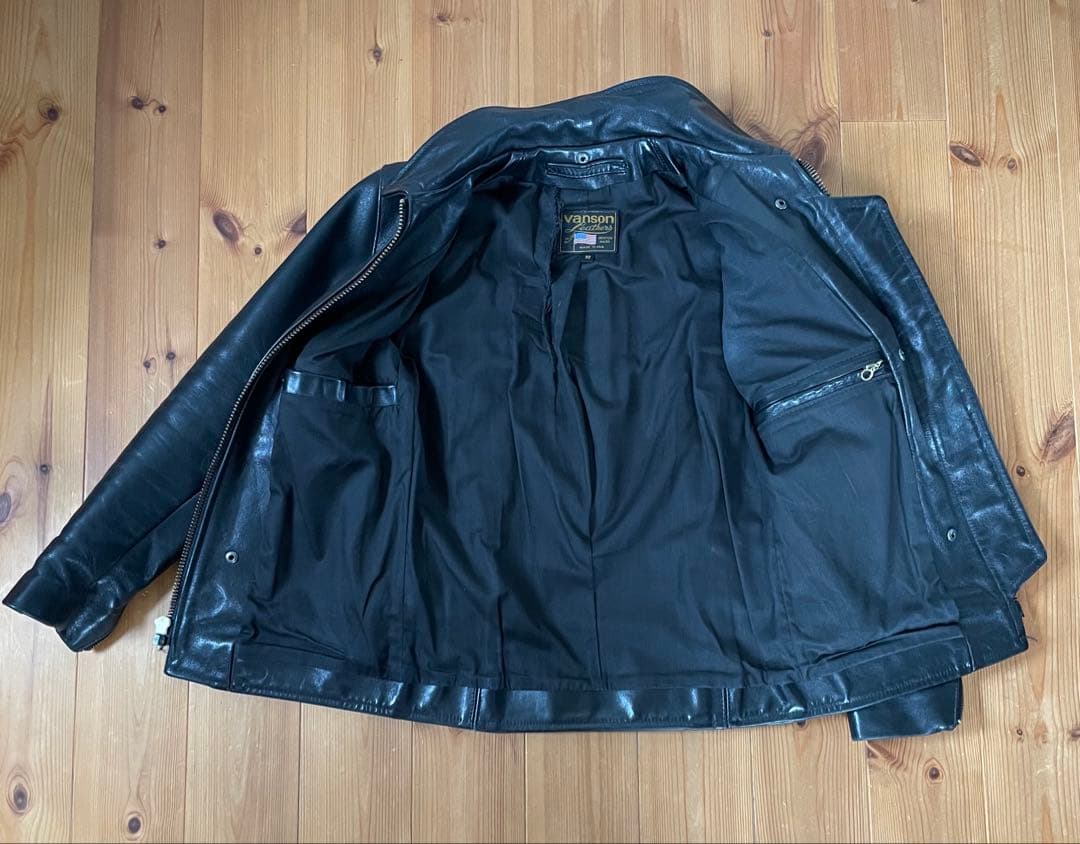 VANSON ENF シングルライダースレザージャケット32 USA製 バンソン