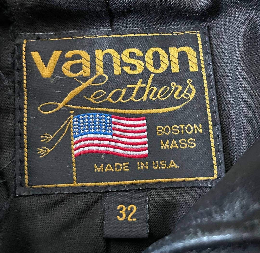 VANSON ENF シングルライダースレザージャケット32 USA製 バンソン