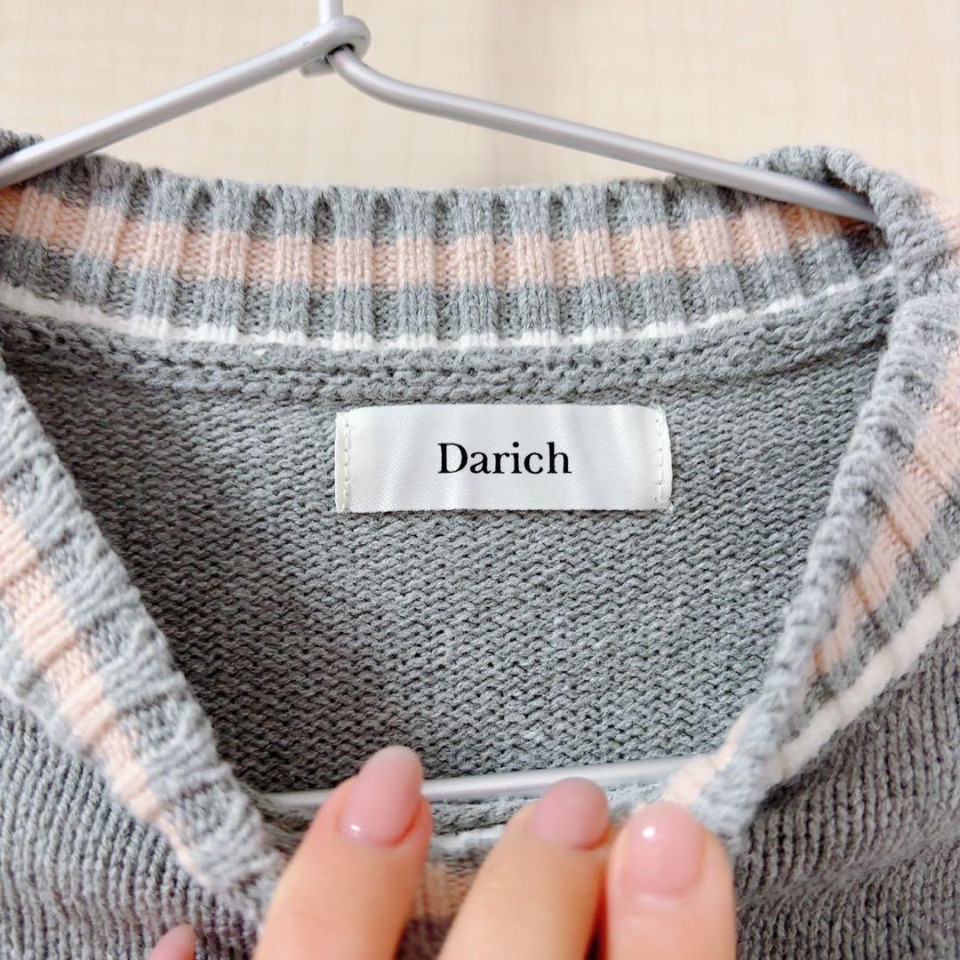 Darich レトロDDロゴニットトップス　グレー