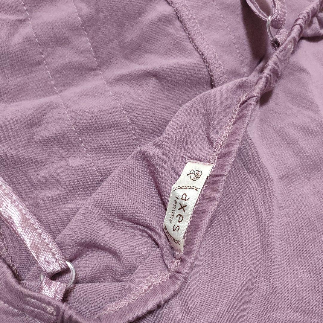 パープル ビッグリボン付きキャミソール レース