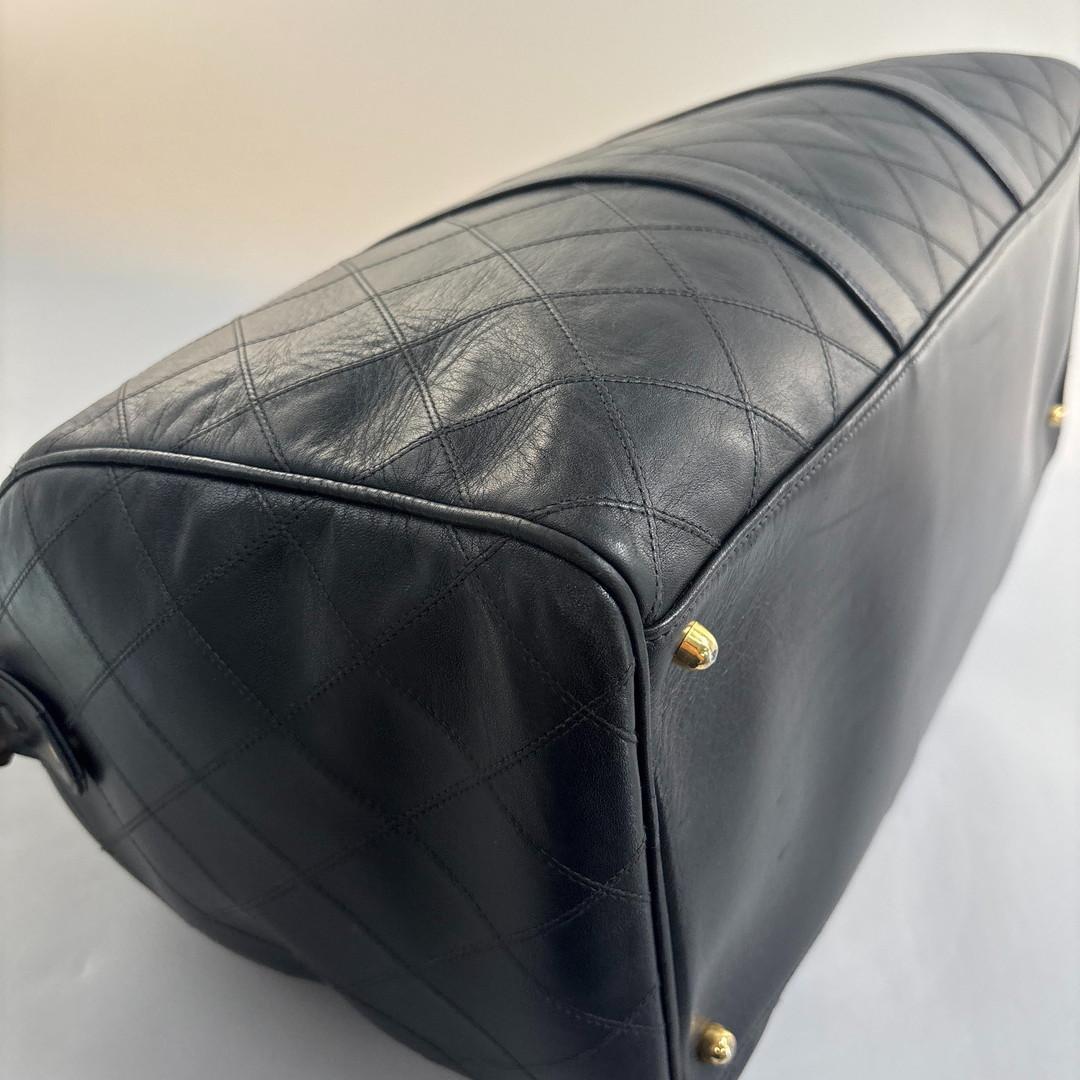 超極美品 シャネル ビコローレ ボストンバッグ ココマーク レザー ブラック