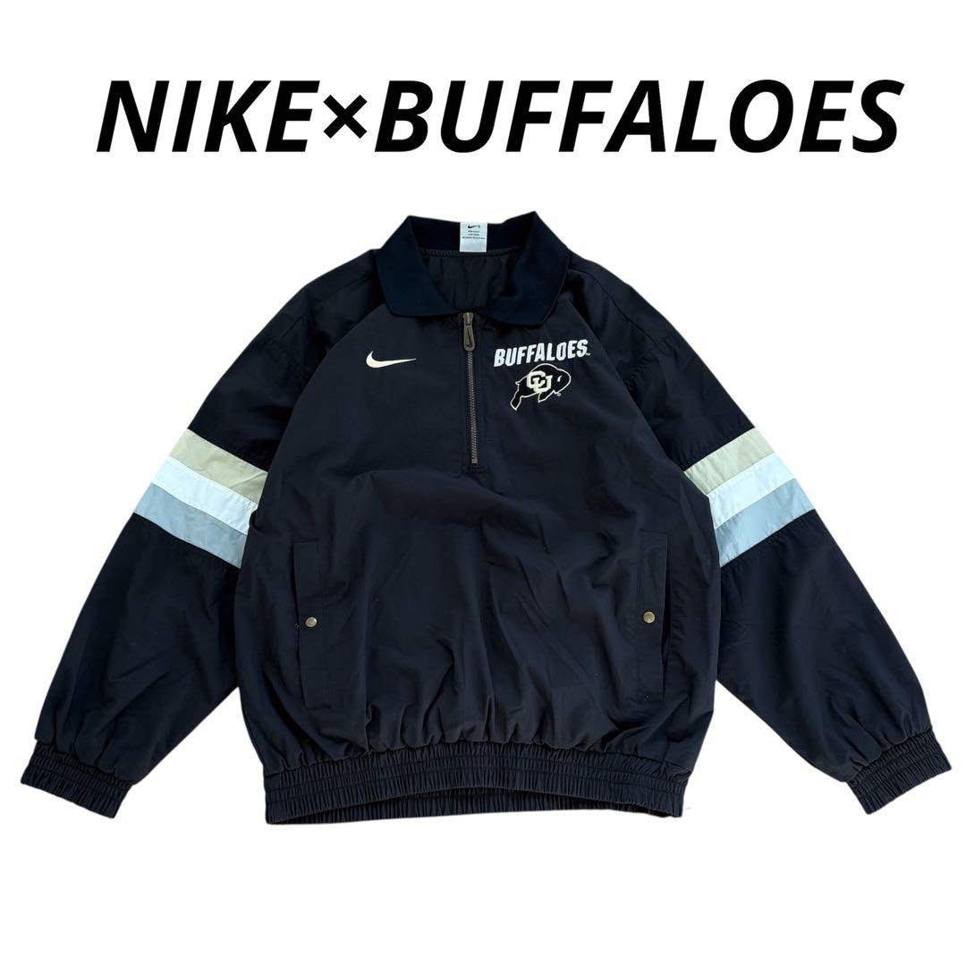 90s NIKE コラボ　ナイロンジャケット　ハーフジップ付き　刺繍　希少レア品