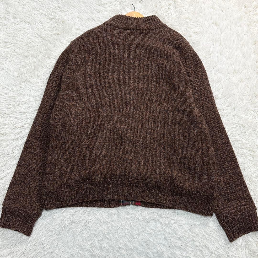 エルエルビーン ドライバーズニット ジャケット チェック総柄 XXL リブ 茶