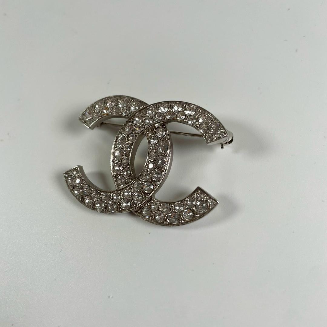 美品　C20　CHANEL シャネル　CC　ココマーク　ブローチ　ラインストーン