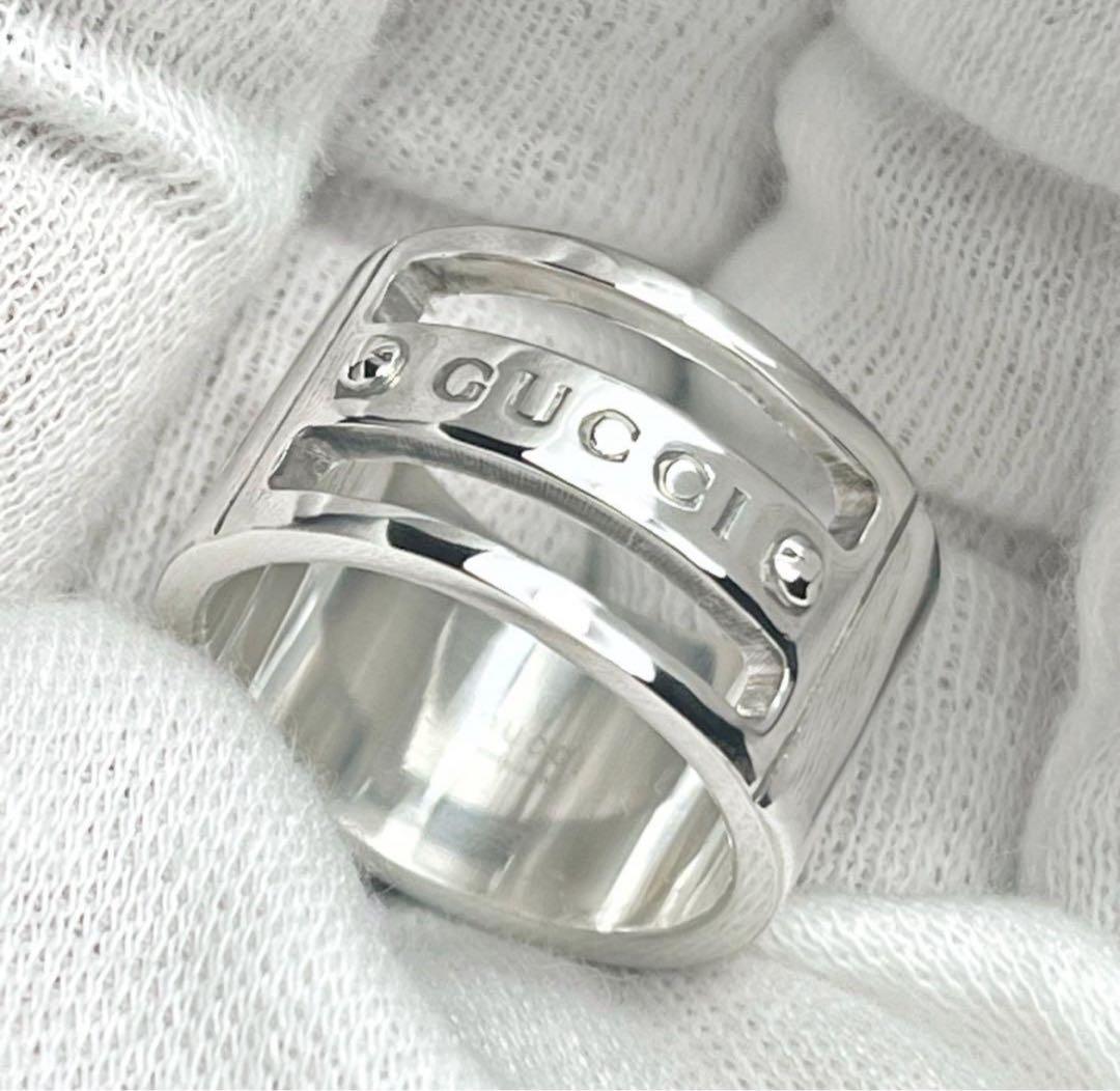 極美品‼️GUCCI 指輪　ロゴワイドリング　12号
