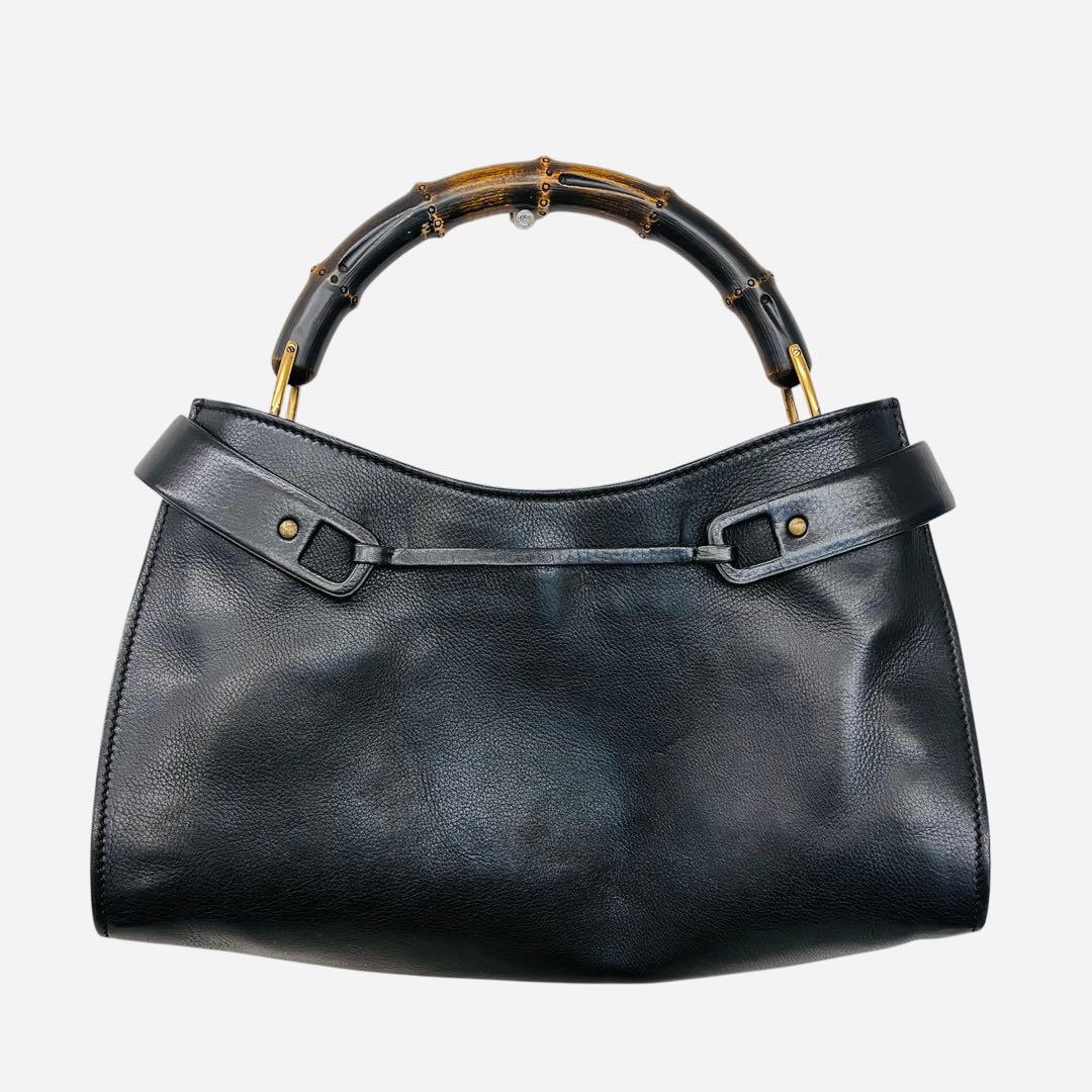 GUCCIグッチ バンブー ハンドバッグ レディース 黒 レザー ヴィンテージ