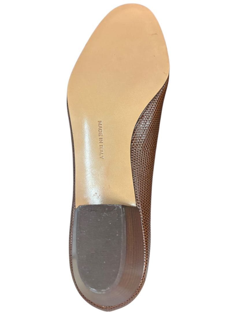 【極美品】Ferragamo ヴァラ リザード型押しパンプス 6Dブラウン箱付き