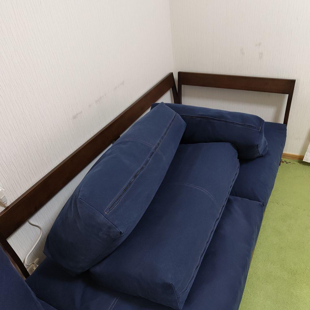 ネイビー布地ソファ 木製フレーム TOCCO 160