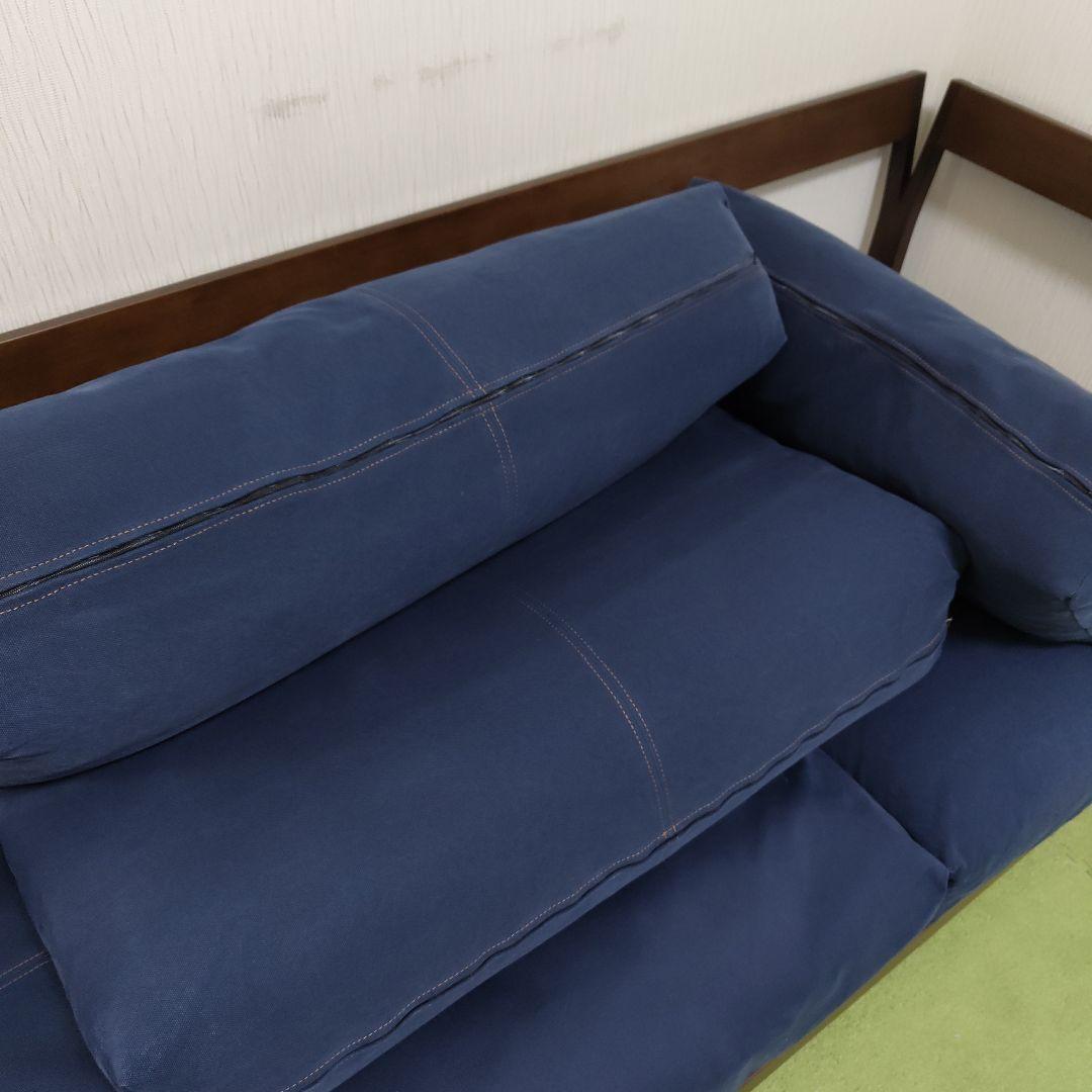 ネイビー布地ソファ 木製フレーム TOCCO 160