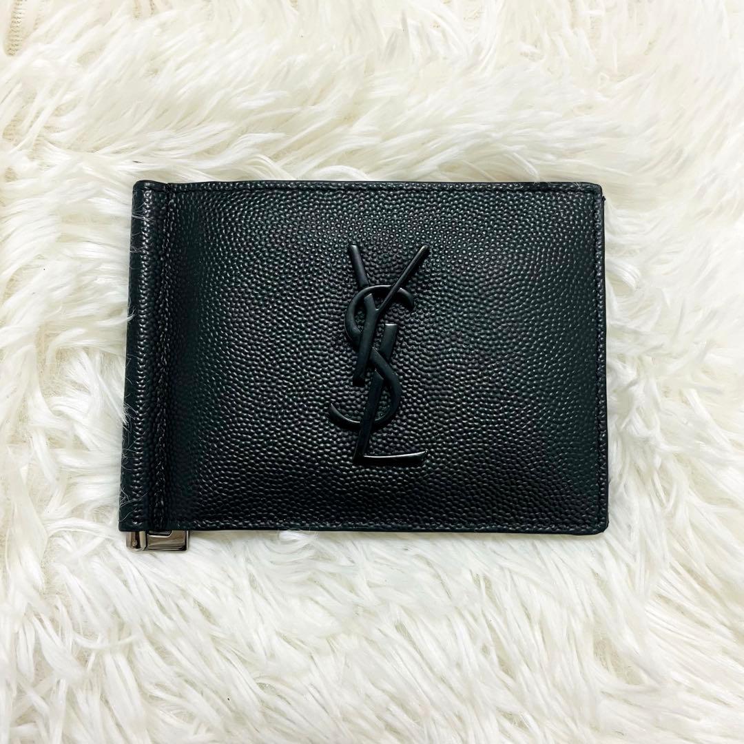 極美✨付属完備✨サンローラン マネークリップ レザー 黒