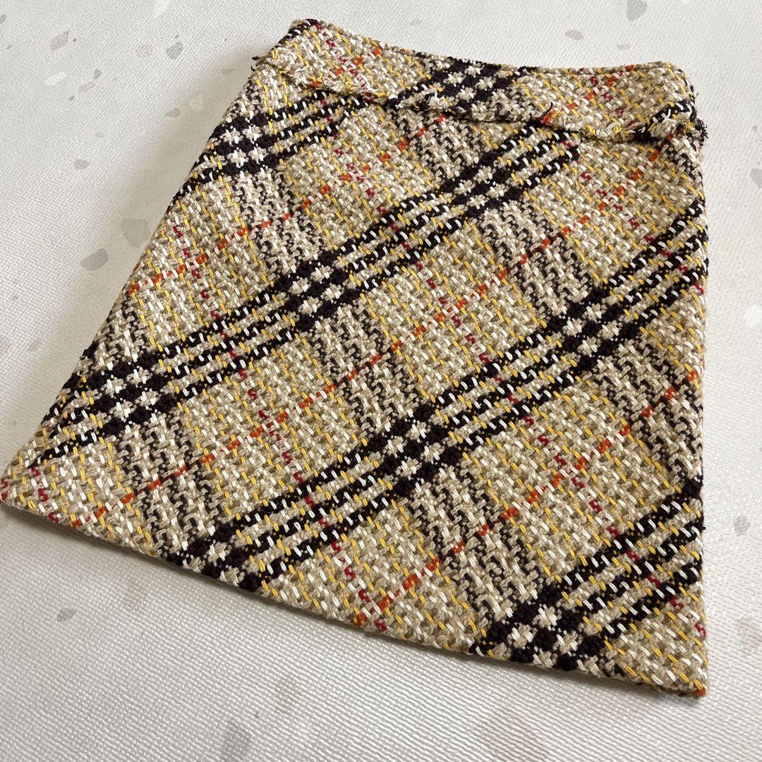 BURBERRY LONDON ツイード　スカート　フリンジ　カシミヤ混　40
