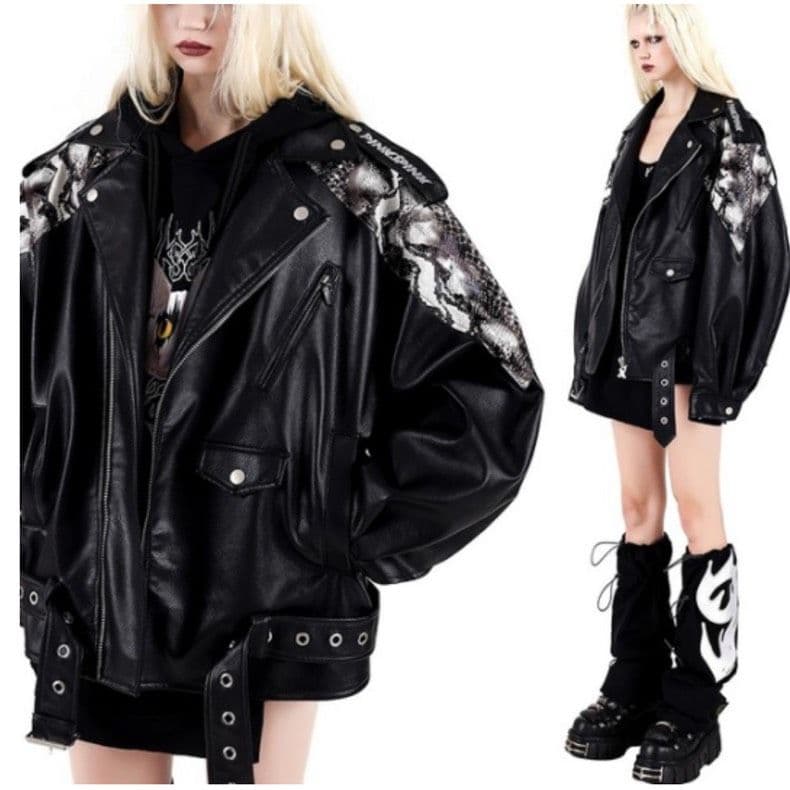 PINKSPINK　パイソン柄PUレザージャケット