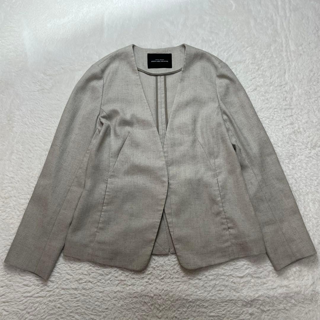 グリーンレーベルリラクシング　セットアップ　ノーカラー　ジャケット　パンツ