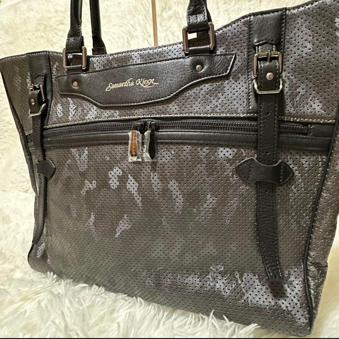 【新品】サマンサキングズ カモフラ×パンチング トートバッグ